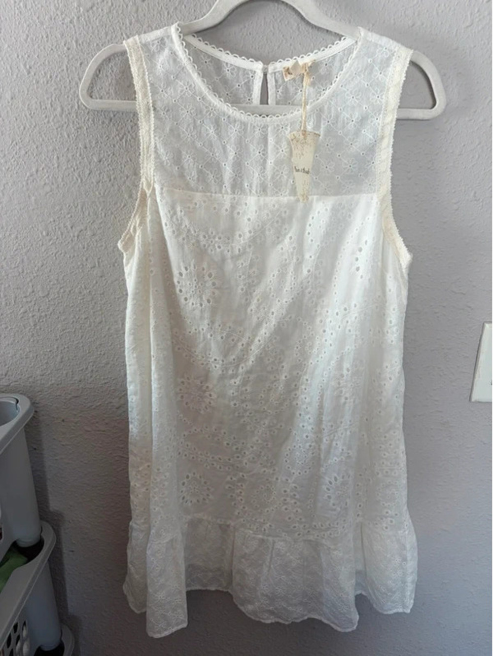 NWT Hem & Thread eyelet white dress size M. 100% cotton - Picture 1 of 4